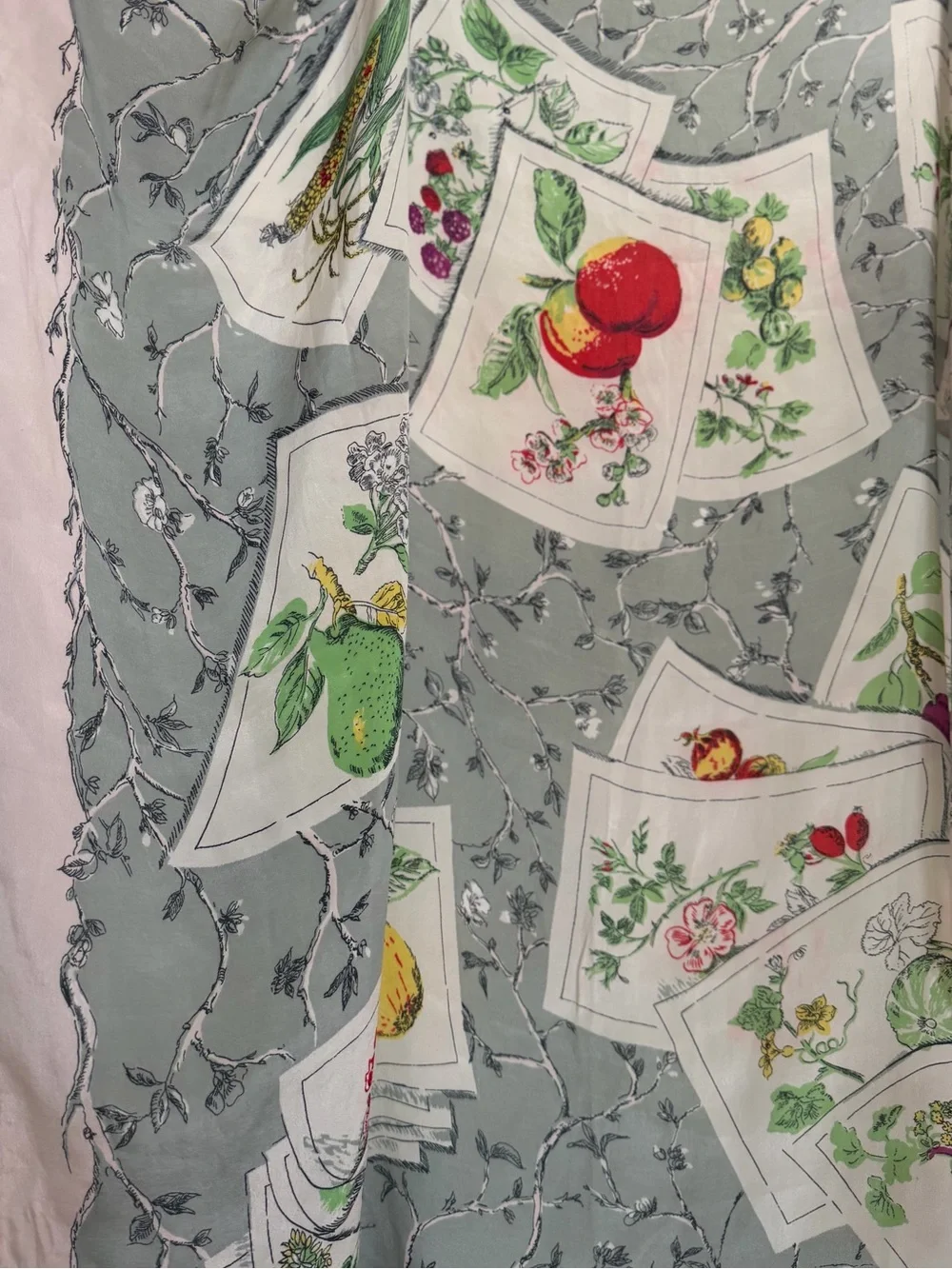 Longchamp silk scarf, “Laurel In The Vegetable Garden